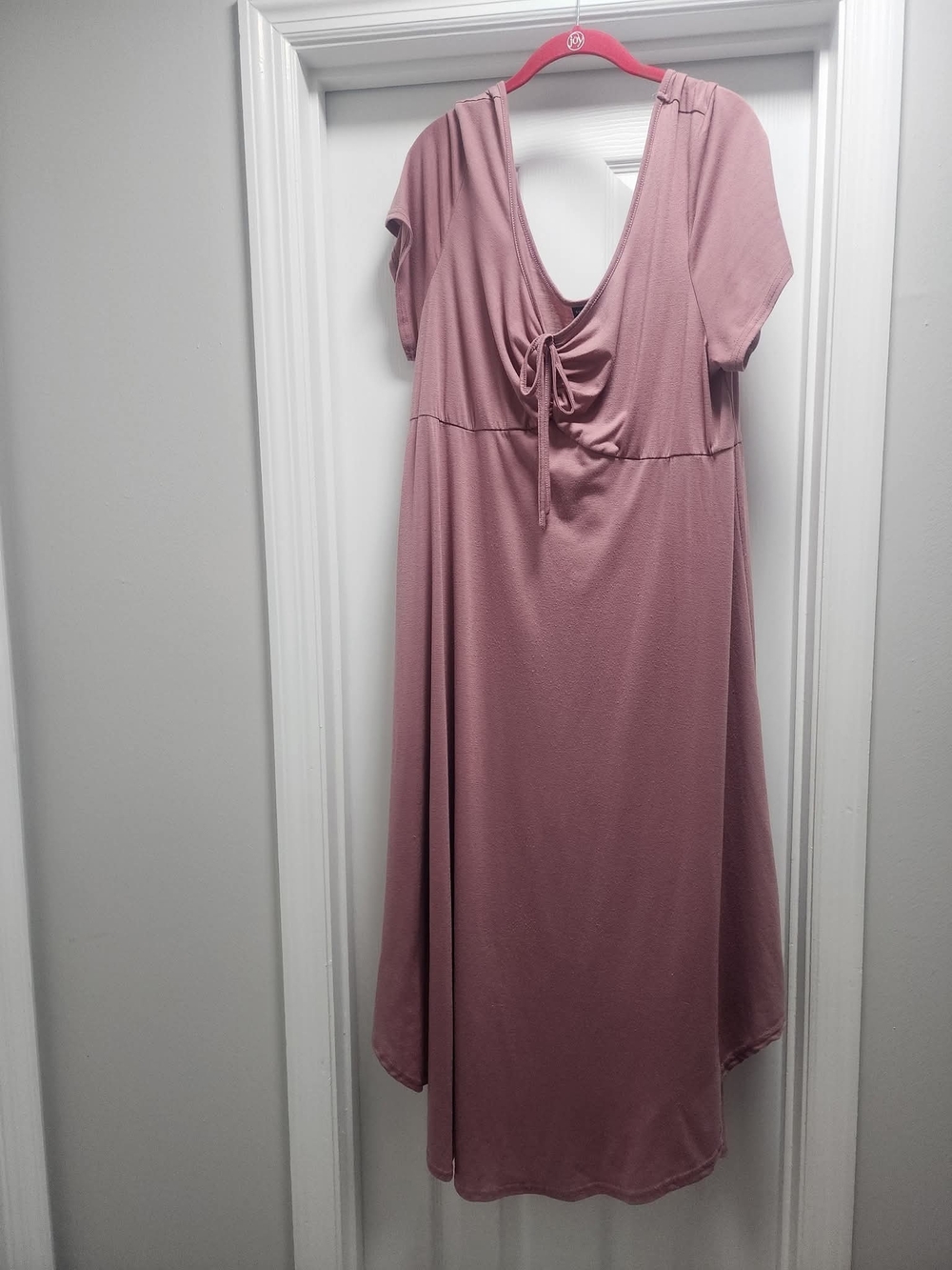 SHEIN Dusty Rose Tie-Front Midi Dress